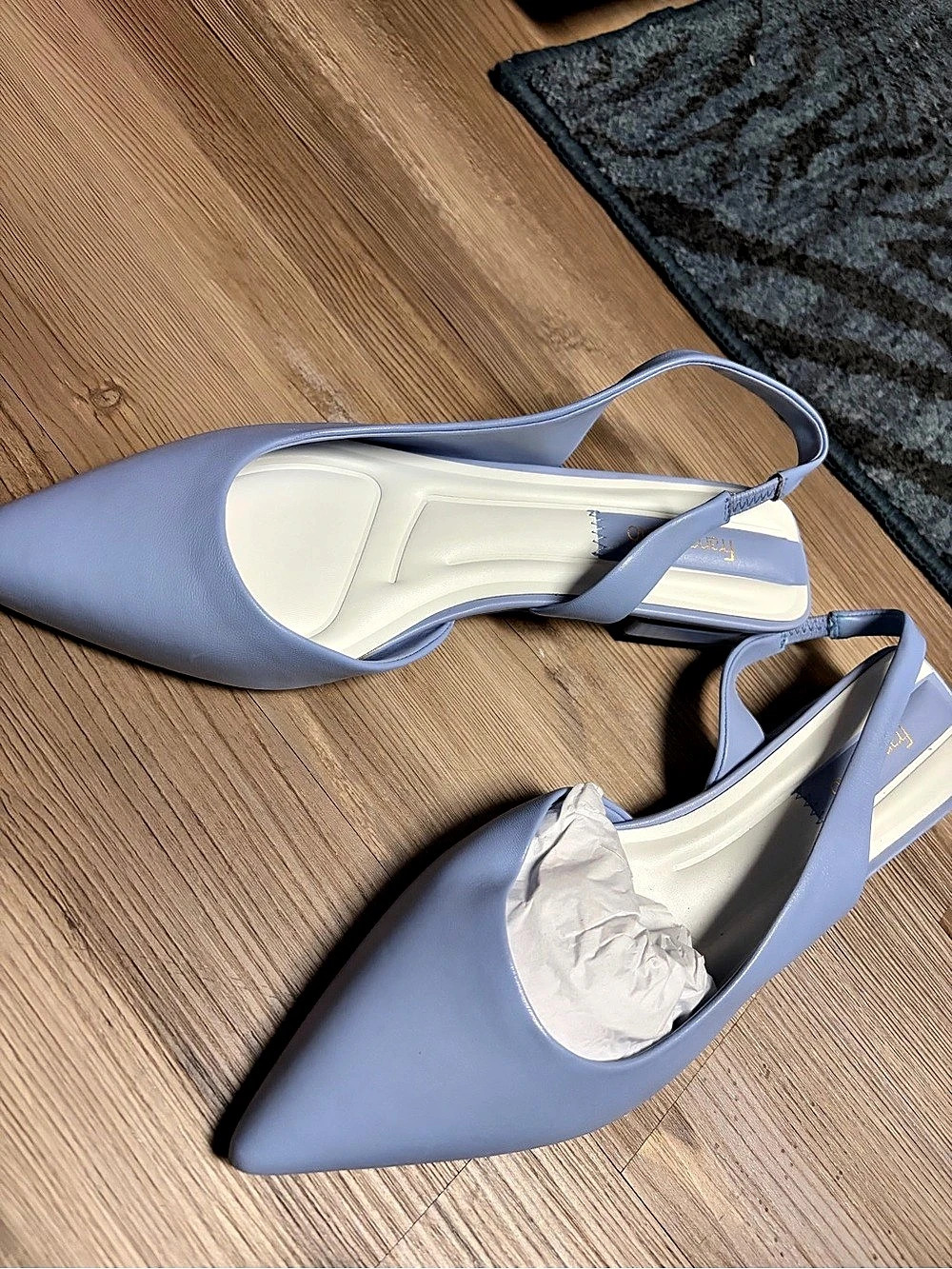 AQUAZZURA Pointed-Toe Slingback Heels in Blue & White Like New